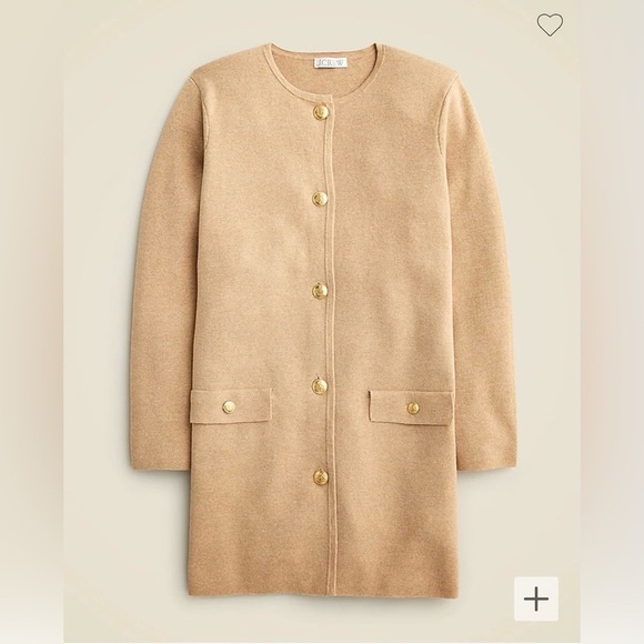 New J. Crew Chic Tan Blazer with Gold Button Long Giselle Sweater